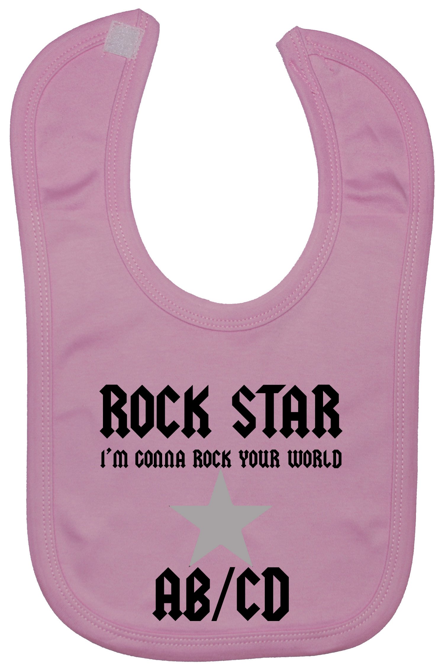Acce Products Rock Star (I'm gonna rock your world) AB/CD Baby Feeding Bib Touch Attached 0 to approx 3 Years - Pink