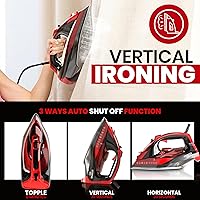 Vista 4 de Utopia Home Steam Iron for Clothes - Non-Stick Soleplate - 1800W Clothes Iron With Auto-Off Safety Feature - Adjustable Thermostat Control, Variable