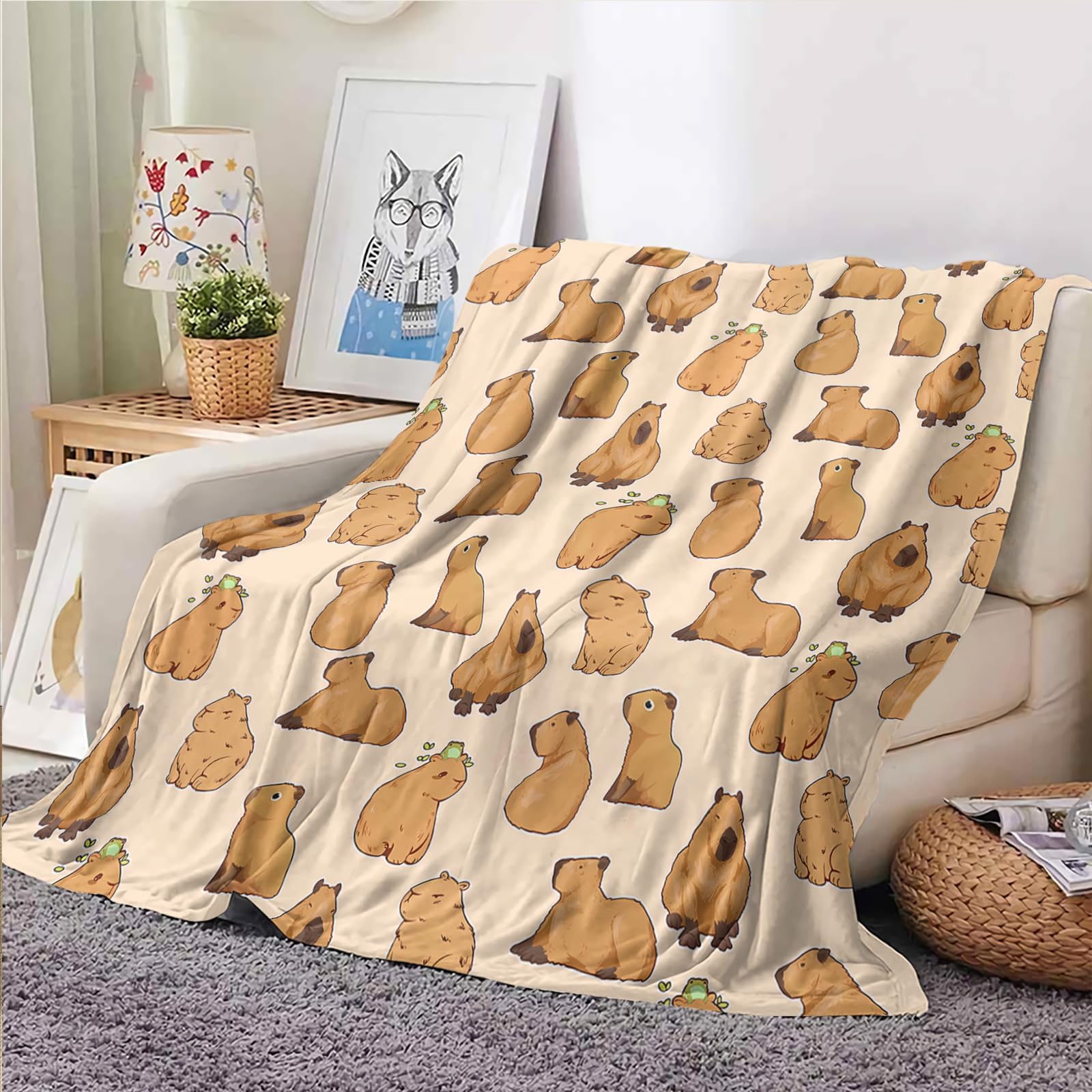 KACISSTYKACISSTY Blanket Girl's Gift Soft Flannel Blanket Cute Capybara Girl Just a Girl who Loves Capybara (Dolphin Blanket, 220cmX150cm)