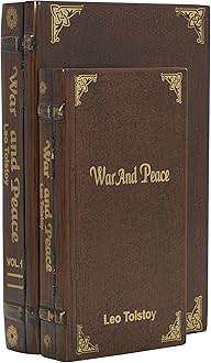 Deco 79 Wooden Decorative Box "War and Peace" Storage Faux Book Decorative Keepsake Boxes, Set of 2 Storage Boxes 11", 9"W, Brown