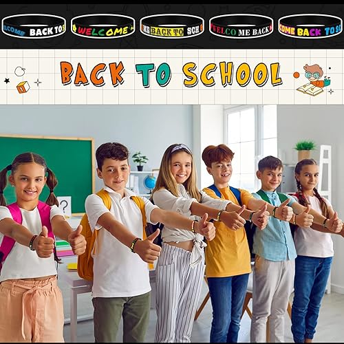 Miniatura 4 de Kigeli 200 pulseras de silicona de bienvenida a la escuela, regalo a granel para el primer día de escuela, para estudiantes de jardín de infantes,