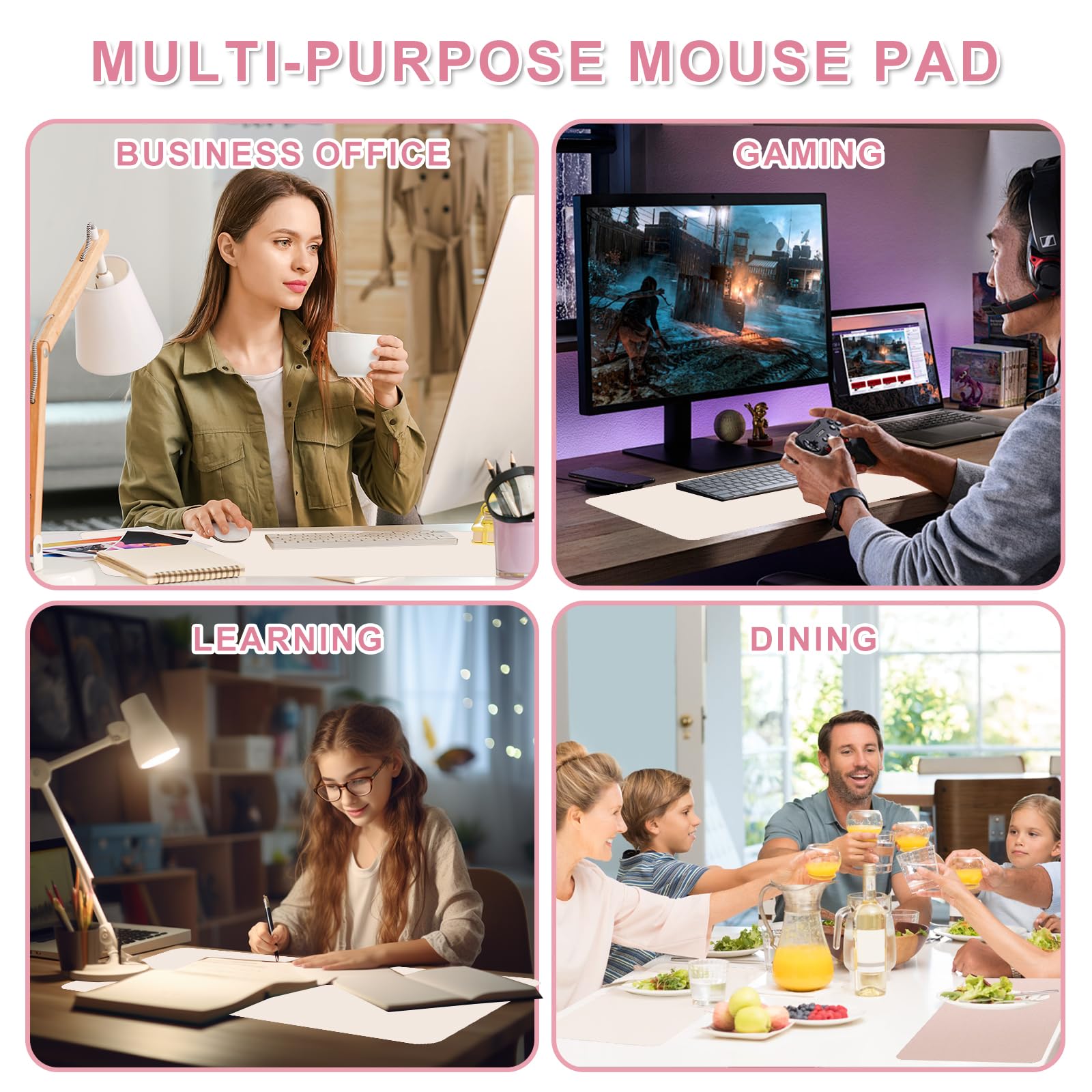 Zanfqvo Alfombrilla de Escritorio - Protector PU Impermeable, Antideslizante - Alfombrilla Ratón Grande (80 x 40 cm) - Mouse Pad para Ordenado (Beige)