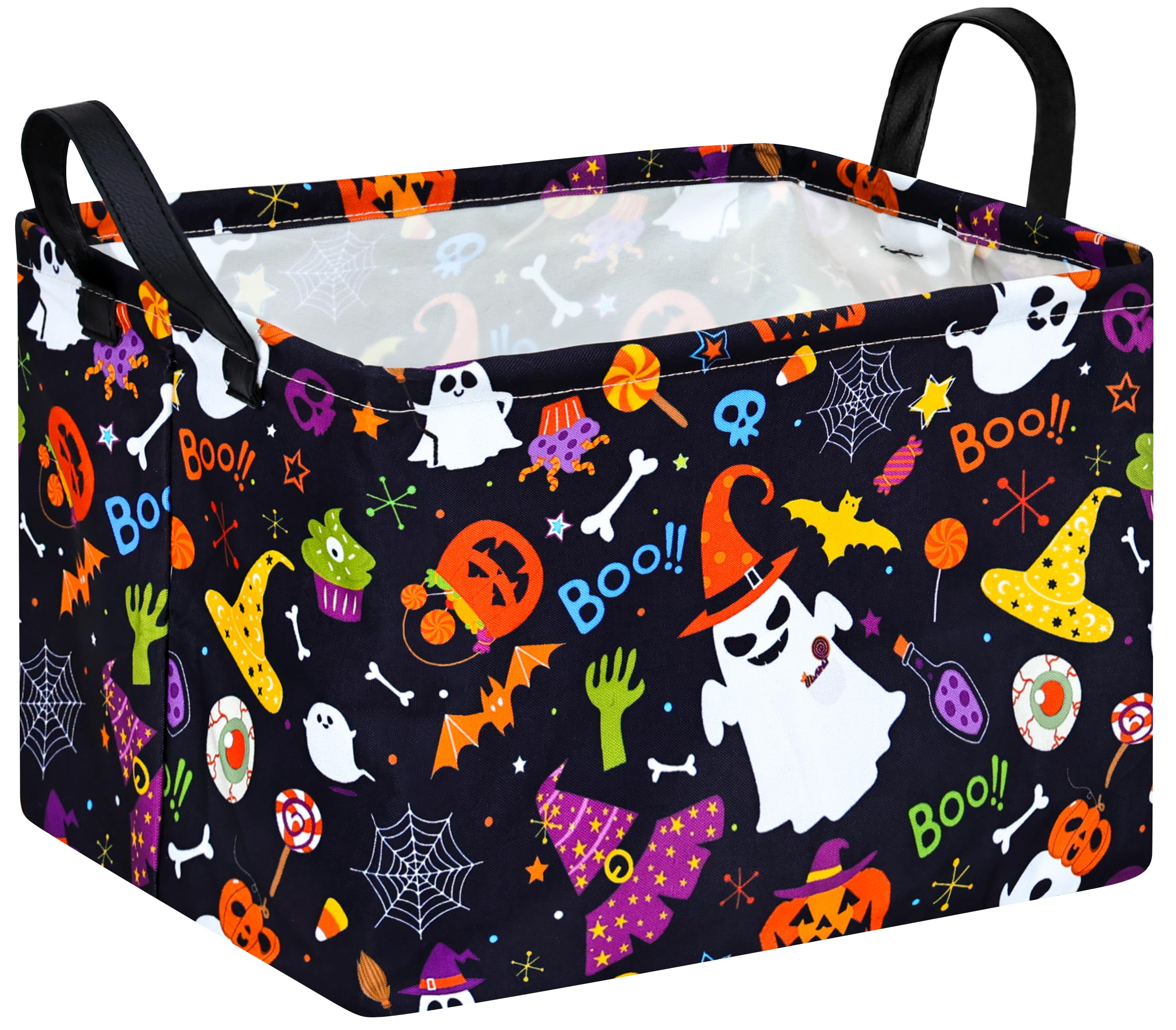 MAIZMZ Halloween Storage Basket Pumpkin Ghost Gift Basket for Kids Foldable Toy Box Waterproof Organizer Bin Laundry Nursery Hamper for Home Office Dorm Closet Shelf