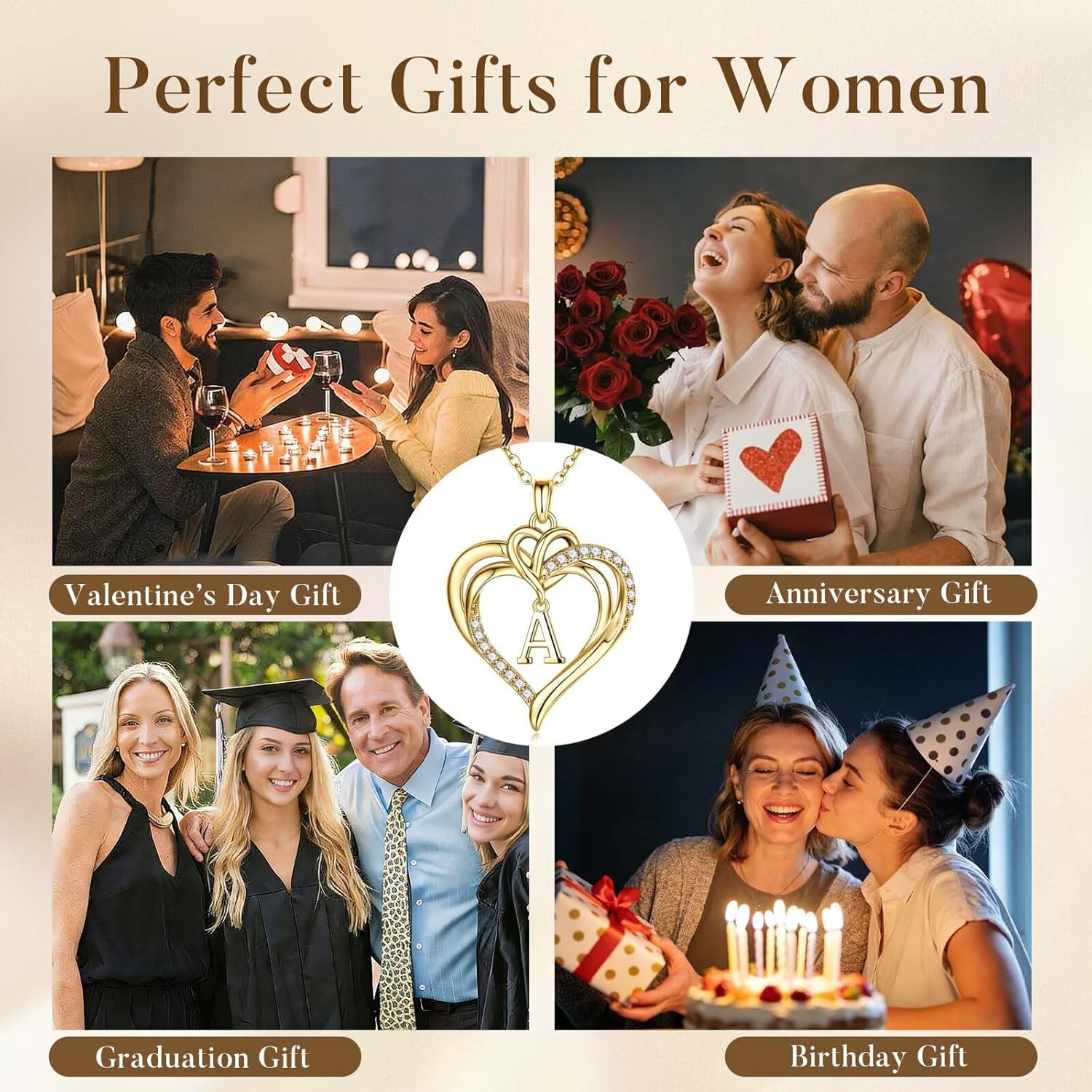 MONOOC Heart Initial Necklace for Women Girls - Dainty 14K-Gold-Plated CZ Initial Necklaces for Women Heart Necklaces Jewelry for Woman Anniversary Birthday Gifts for Wife Mom Sister - Image 6