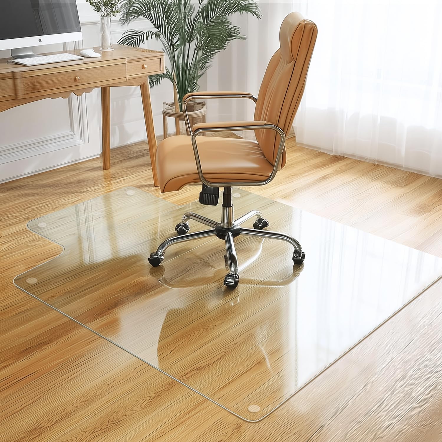 CrystalGuard Tempered Glass Chair Mat for Hardwood Floors