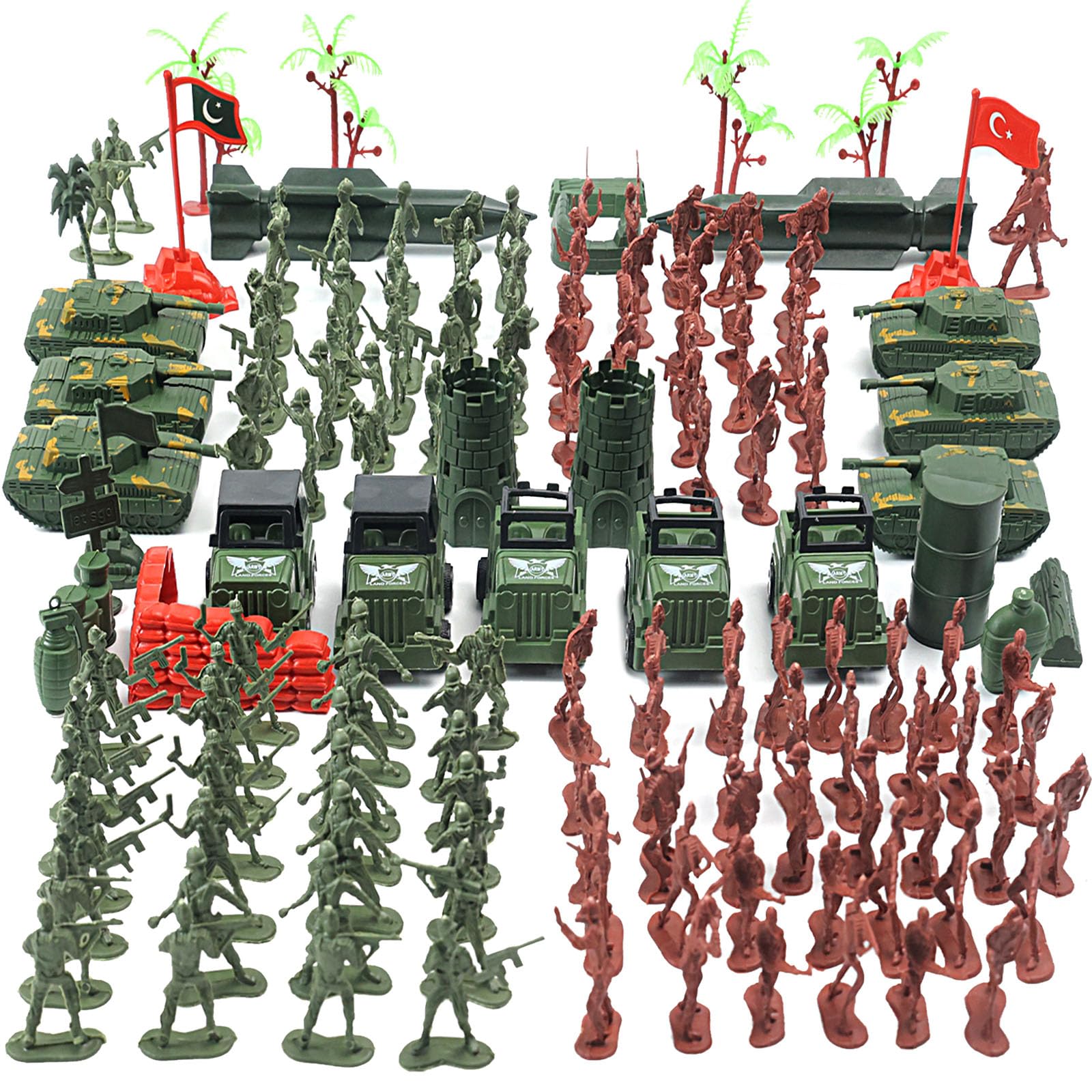 AMOR PRESENT 307 PCS Army Men Military Playset, Army Toys Soldier Playset Plastic Toy Soldiers Figures and Accessories with Vehicles, Aircraft, Tanks, Missiles