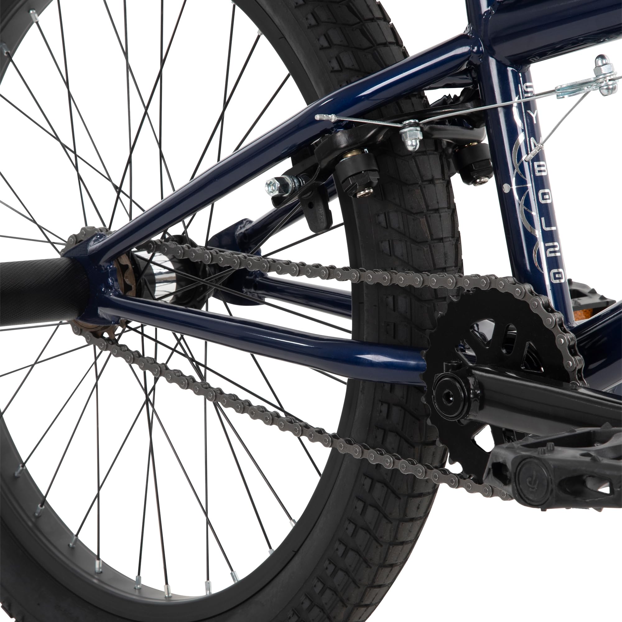 Symbol Freestyle BMX, telaio in acciaio, freno anteriore rimovibile, cerchi in lega, picchetti inclusi rosso, blu, argento