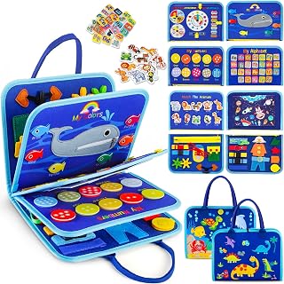 Montessori Busy Board,Busy Book Travel Toy Gifts for Toddler Boy Girl 1-3