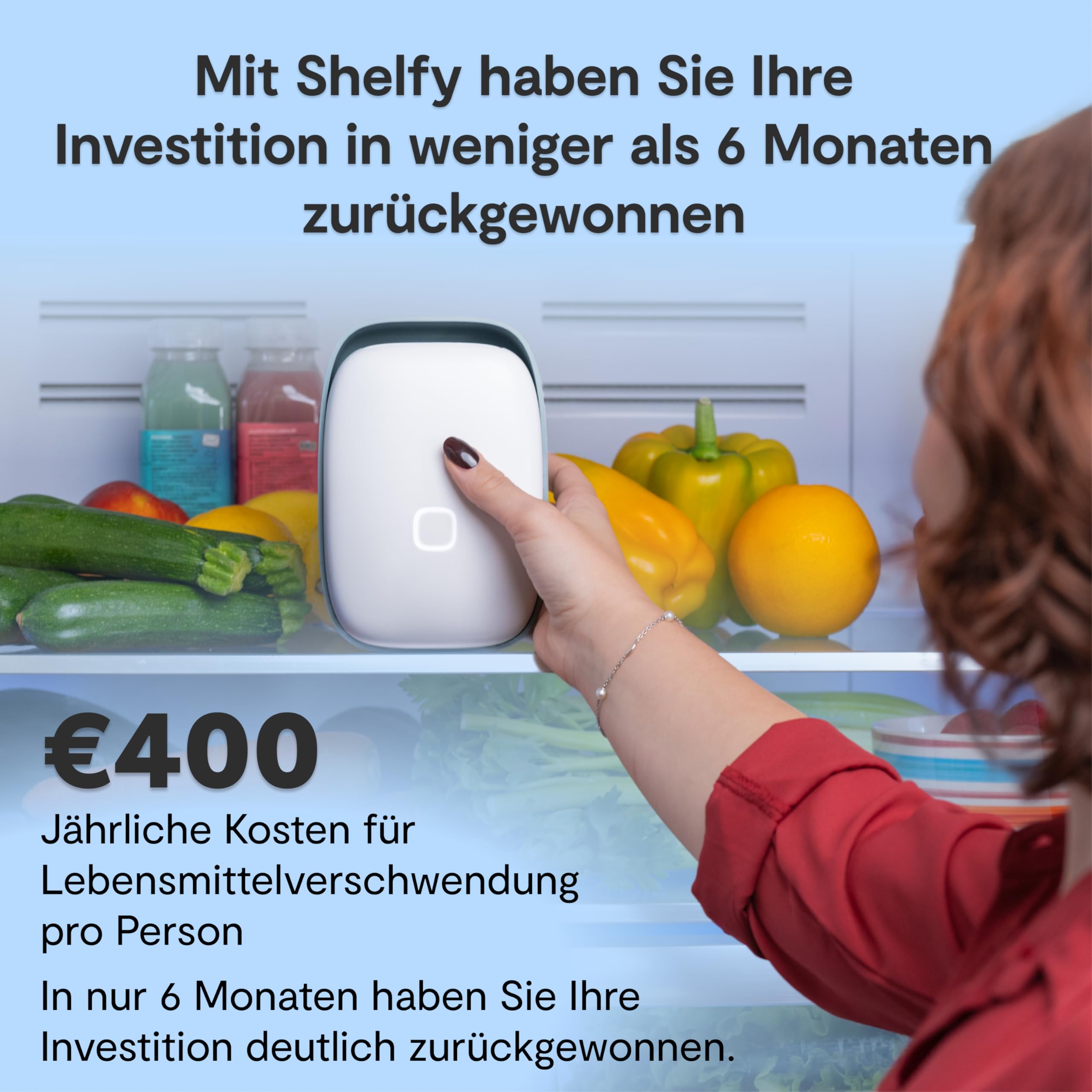 VITESY SHELFY NEUES Smart-Device für den Kühlschrank Weiß Matt | Hält Lebensmittel länger frisch & reduziert Food Waste | Neutralisiert Gerüche | IoT-Technologie | Photokatalytischer Filter
