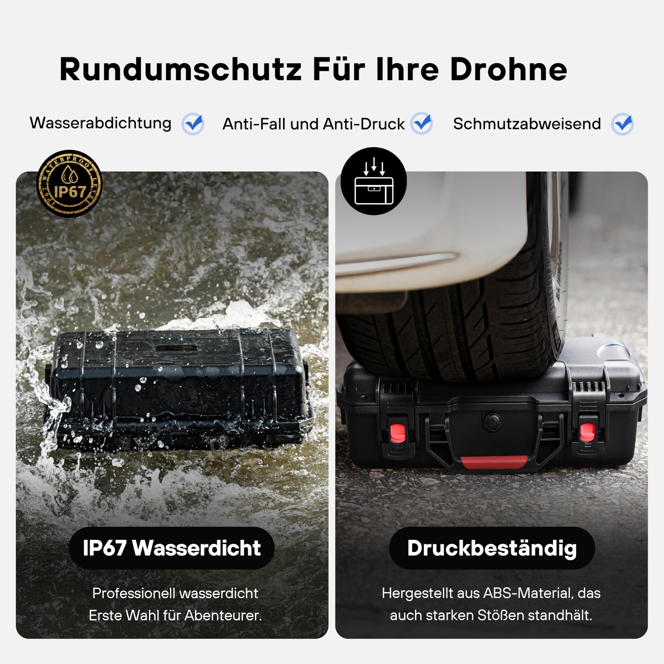 Wasserdichter Hartschalen Koffer für DJI Mavic 4 Pro Fly More Combo | Aufbewahrungsbox für DJI RC 2/ RC Pro 2, bis zu 9 Akkus, Ladestation, Filter und weiteres für Drohnenzubehör (nur Koffer)