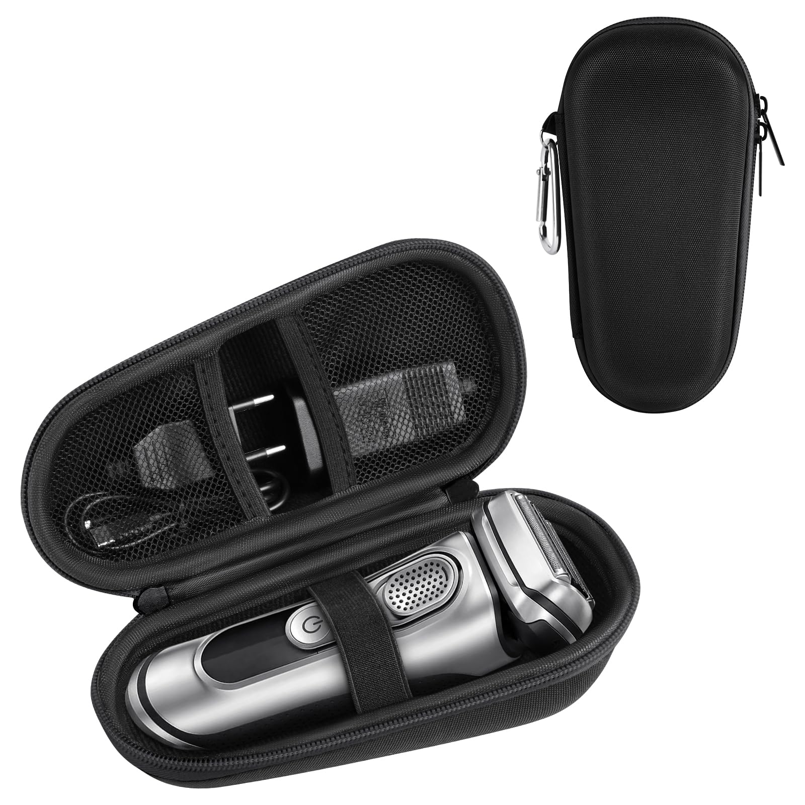 Travel Case for Electric Shaver for Braun Series 3/5/7/9, Case for Brown with Removable Carabiner Hook, Black Razor Hard Case Protective Travel Case for Electric Shaver