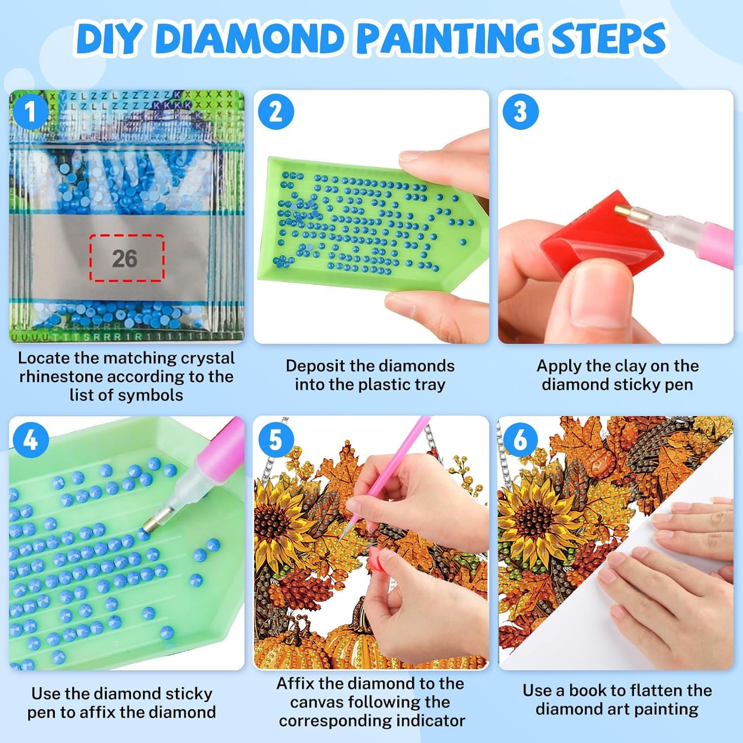 JFYHAB Halloween Diamond Art Hanging Kits for Adults Beginners, DIY Acrylic 5D Special Shaped Crystal Diamond Gem Art Painting Hanging Ornament for Home Wall Decor and Gift（Fall Pumpkin Wreath）