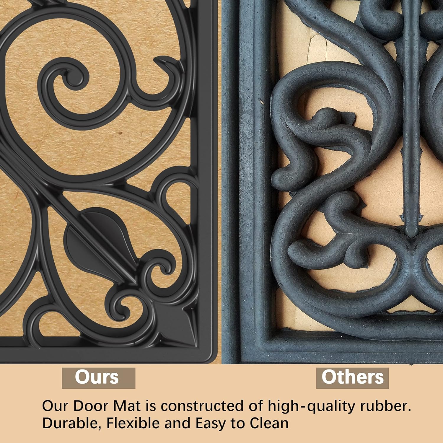 Original Durable Rubber Door Mat, Heavy Duty Doormat Welcome Mat for Indoor Outdoor, Waterproof, Easy Clean, Low-Profile Rug Mats for Entry, Patio (Black Key, 20 * 16")