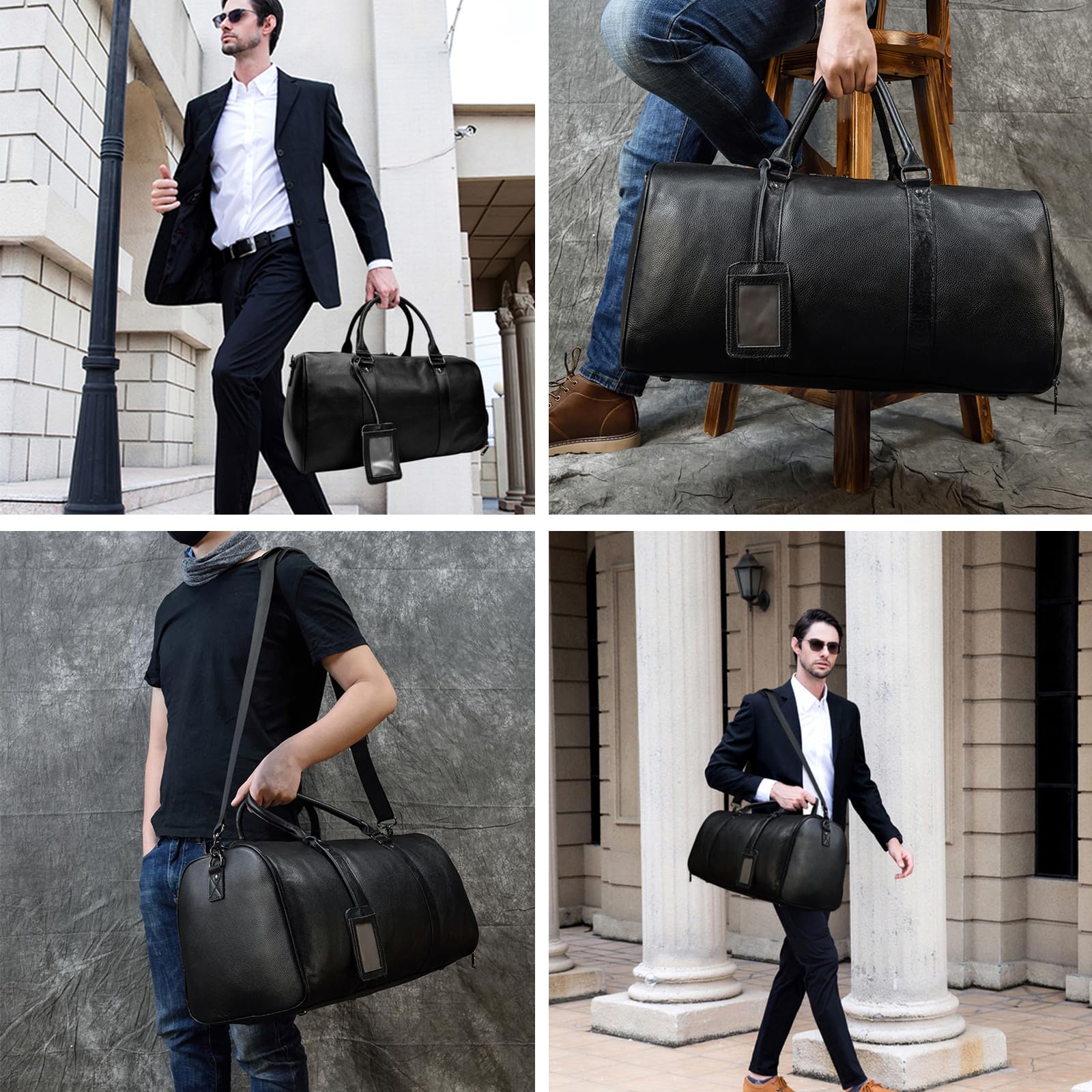 LUUFAN Leder Reisetasche große Kapazität Duffel Gepäcktasche mit Schuhfach, Männer Frauen Umhängetasche für Wochenende Urlaub Geschäftsreise