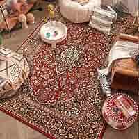 FDJ 　ベルギー製 ペルシャ絨毯 カーペット 花柄の黄色いラグ FDJ ベルギー製 ペルシャ絨毯 カーペット 花柄の黄色いラグ FDJ