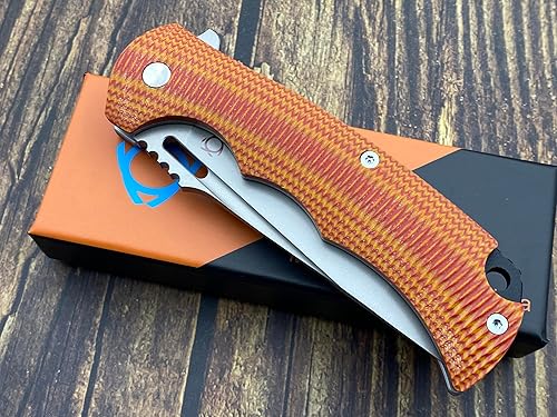 Miniatura 7 de twosun Sixleaf Cuchillo Plegable Con Hoja VG-10 G10 Mango Herramienta De Camping SL-01-Naranja