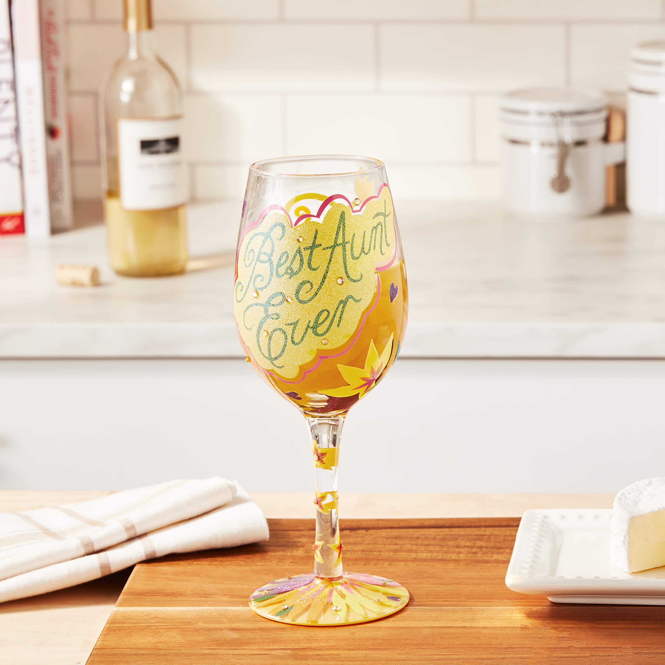 Amazon.com | Lolita Best Aunt Ever Artisan Painted Wine Glass Gift: Wine  Glasses