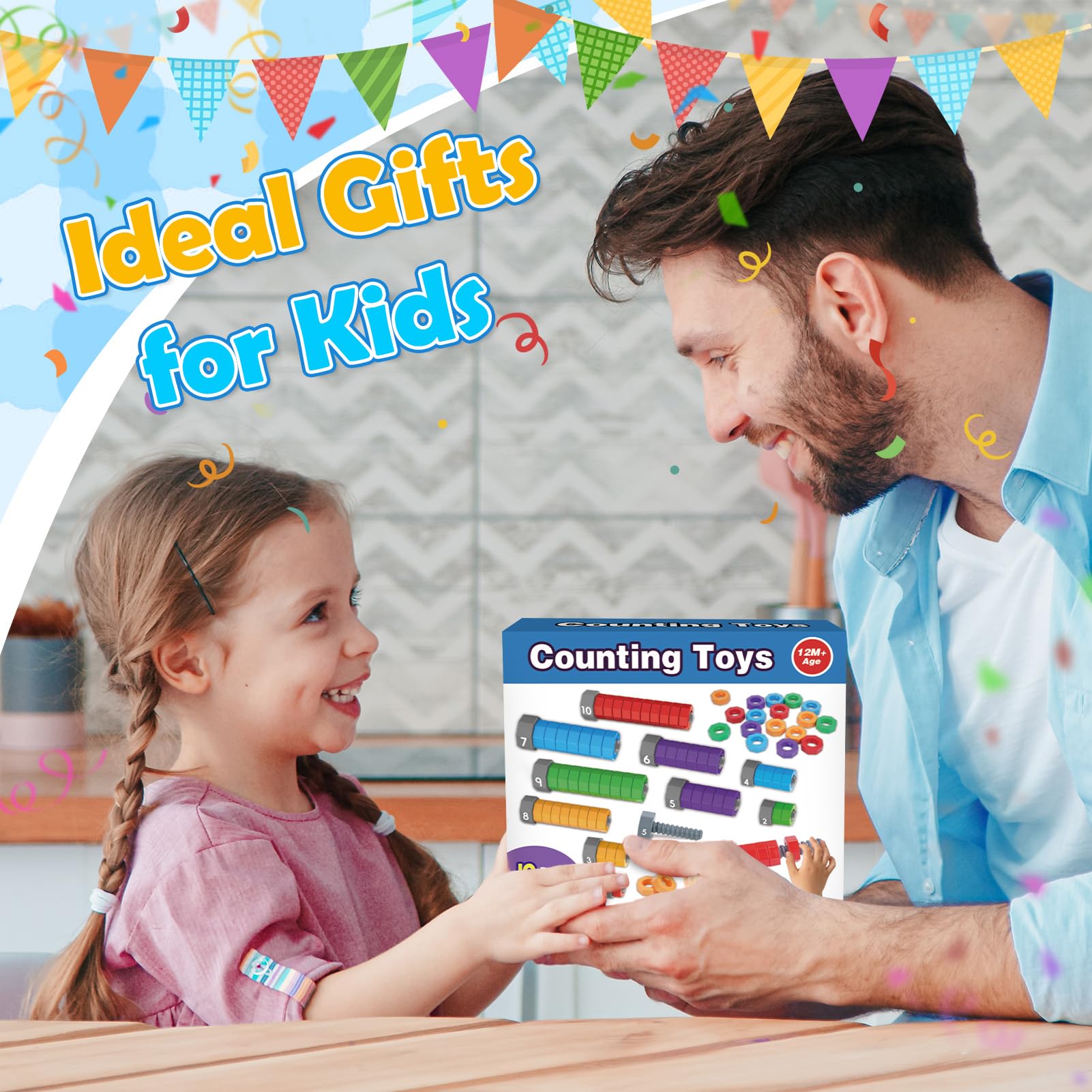 Montessori 2-in-1 Zähl- und Stapelspielzeug für Kleinkinder von 1–5 Jahren, sensorisches Spielzeug für Vorschulkinder, pädagogisches Spinnen, Lernspiele, Geschenke