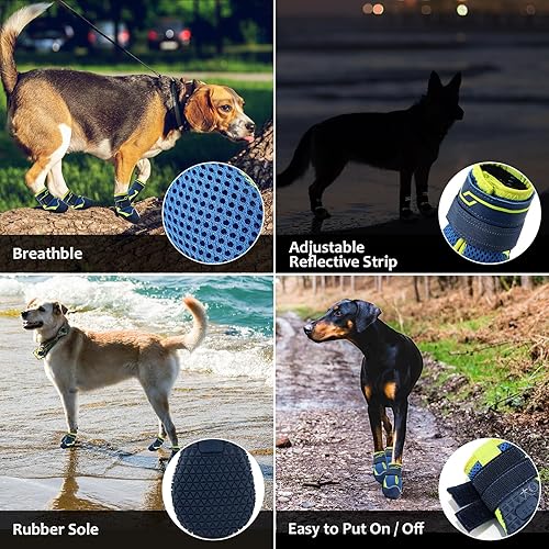Miniatura 45 de Zapatos de perro para perros grandes, transpirables, para pavimento caliente, antideslizantes, botas y protectores de patas para el verano