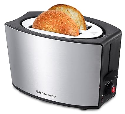 Elite Gourmet ECT2428 Extra Wide 1.25 - ? Slot 2-Slice Toaster, Cancel, Defrost and Bagel Functions, 6 Toast Settings, Slide-Out Crumb Tray, Stainless Steel