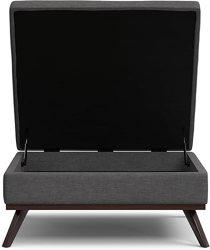 Miniatura 360 de SIMPLIHOME Owen - Bandeja rectangular moderna de mediados de siglo de 34 pulgadas de ancho, otomana pequeña para almacenamiento de mesa auxiliar, en