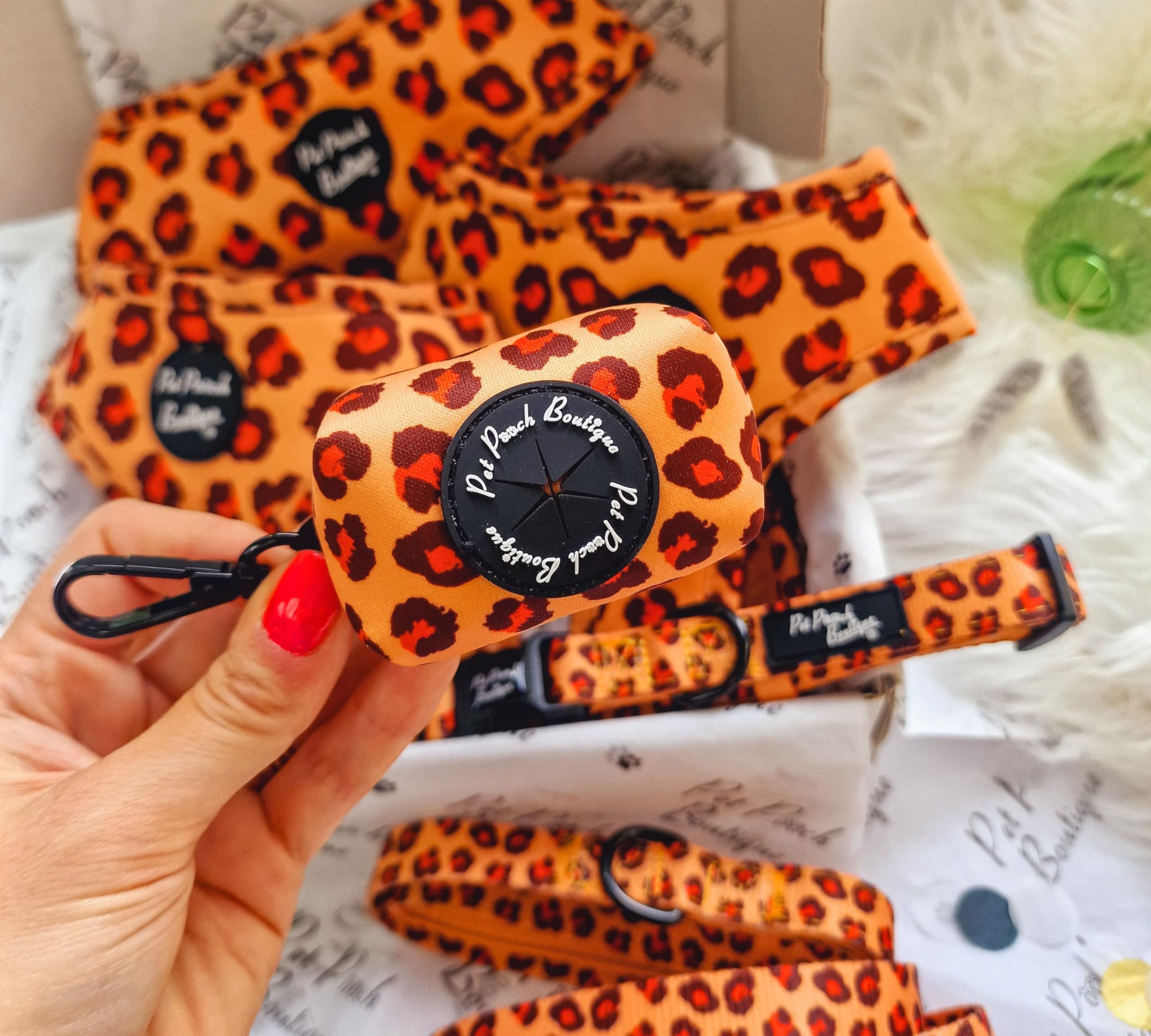 Pet Pooch Boutique Spiced Honey Leopard Dog Poo Bag Holder