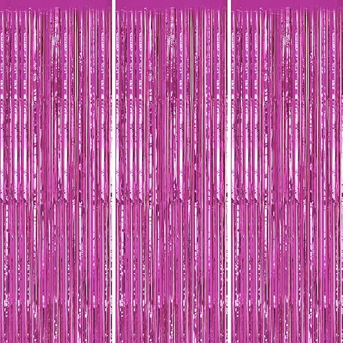 Miniatura 8 de Paquete de 3 cortinas de fondo de flecos de aluminio, cortinas de oropel de 3.3 x 8.2 pies, diseño de arco iris pastel, cortinas de telón de fondo