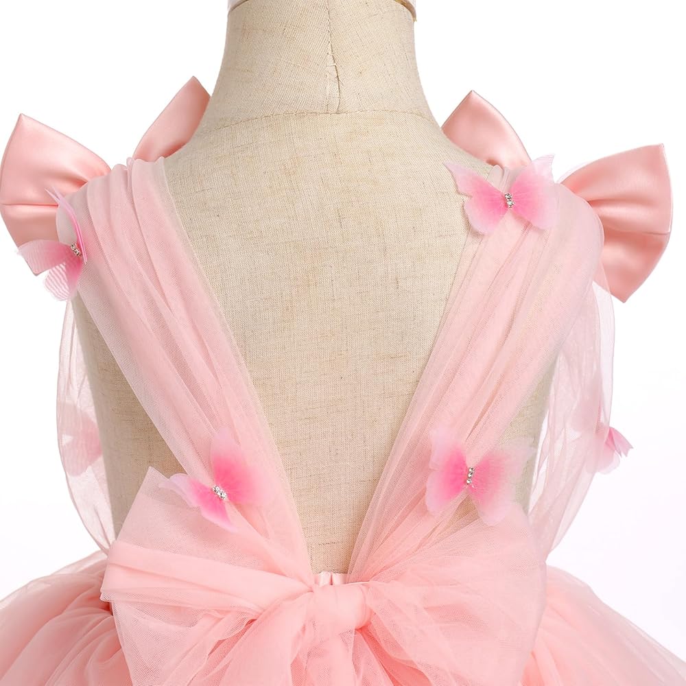 FYMNSI Abito Da Bambina Con Farfalla In Tulle - Senza Maniche, Da Principessa Per Matrimoni E Feste