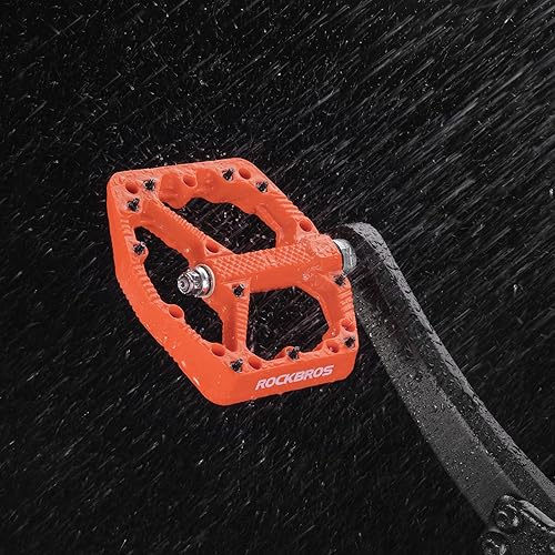 Miniatura 7 de ROCKBROS Pedales de bicicleta de montaña pedales planos MTB fibra de nailon plataforma de bicicleta para carretera montaña BMX MTB