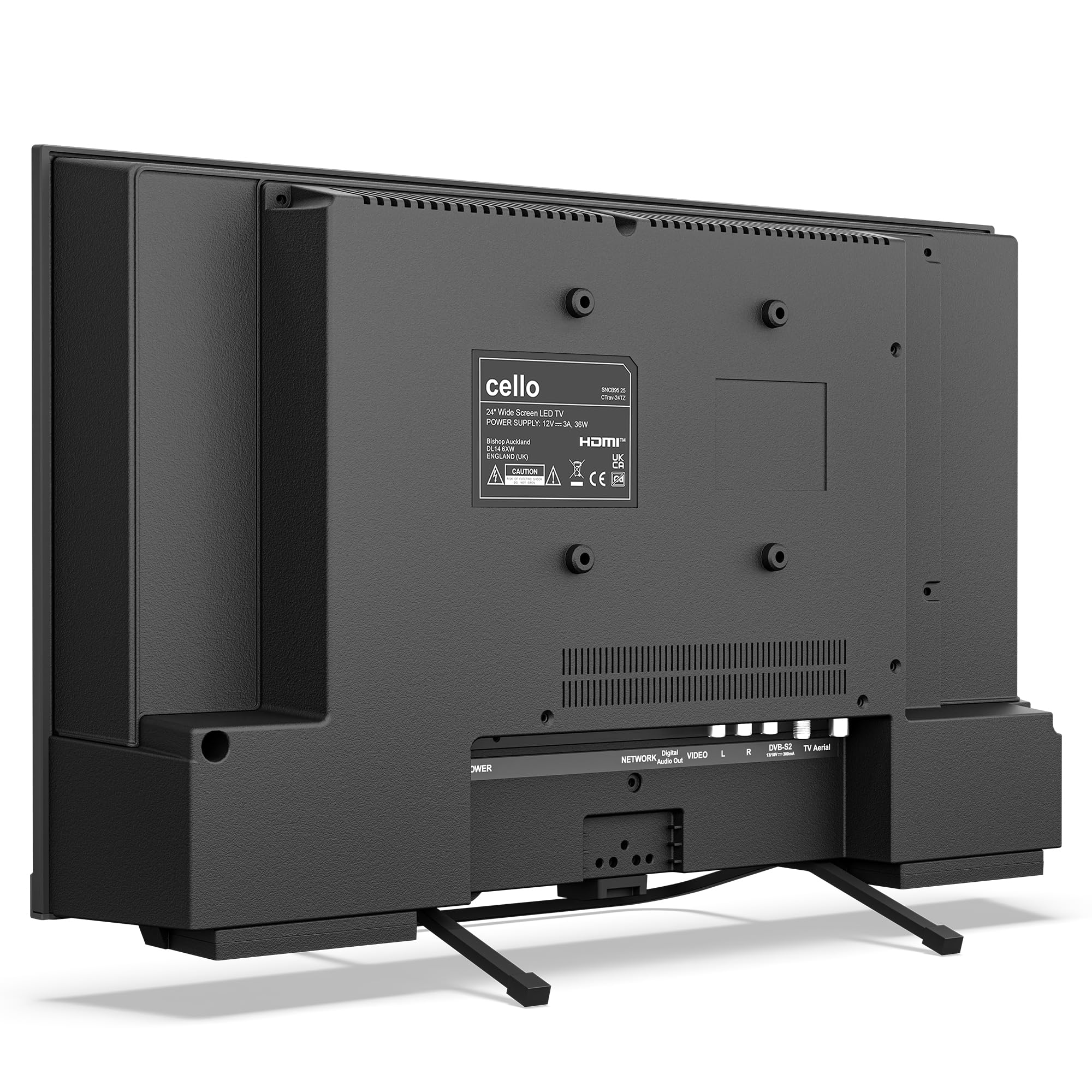 Cello CTRAV-24TZ Smart TV LED 24" 12V per camper e campeggio, Tizen OS di Samsung, Gaming Hub, altoparlanti Pitch Perfect, Bluetooth, triplo sintonizzatore