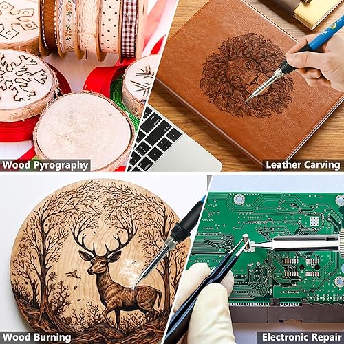 Miniatura 7 de Zistel - Kit de quemado de madera, 116 piezas, herramienta de combustión de madera con temperatura ajustable de 392.0 F a 842.0 F, herramienta de