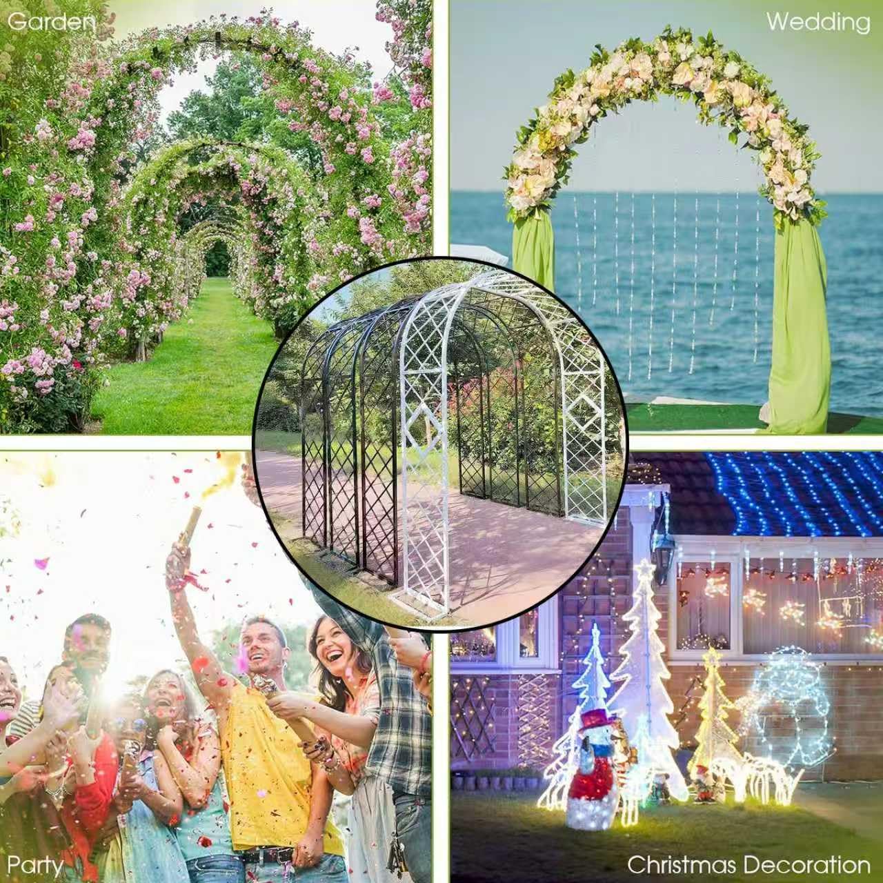 Arco da giardino 140 x 40 x 230 cm in ferro battuto per rose per piante rampicanti Ele Cerimony Det traliccio all'aperto per matrimoni ed eventi in giardino