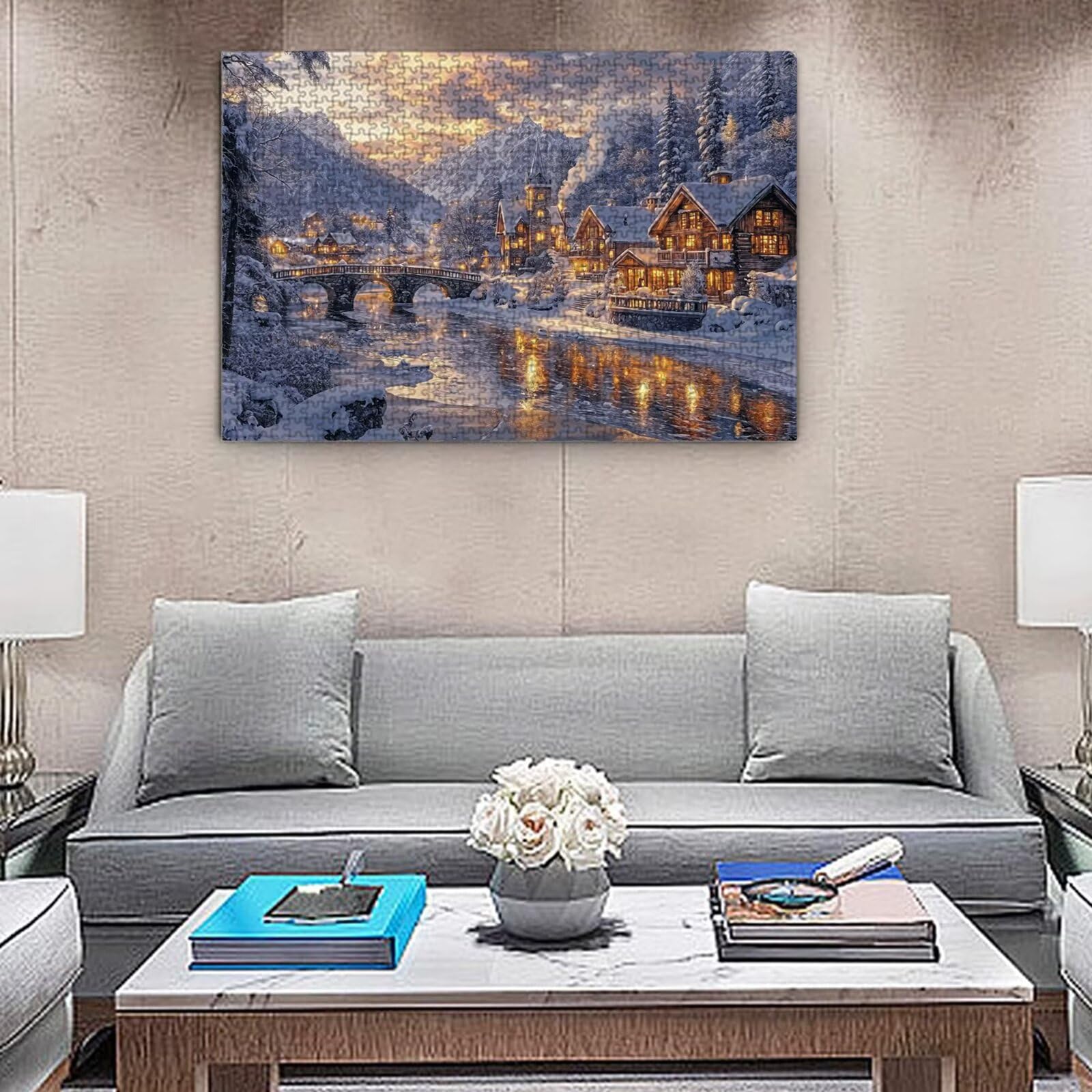 Puzzle dla dorosłych, 4000 sztuk, trudne drewniane puzzle, gra, gra logiczna, gra ręczna, dekoracja rodzinna, kreatywna rozrywka, prezent 87 x 141 cm śnieg krajobraz K0F-807