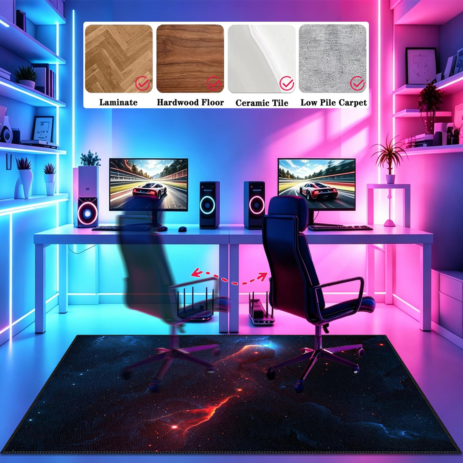 Tappeto da Gioco per Camera da Letto dei Ragazzi, Tappeto da Gioco 3D per Ragazzi, Tappeto per Sedia Gaming, Tappeto salvapavimento, Tappeto Ufficio Salvapavimento Antiscivolo 100 x 140cm