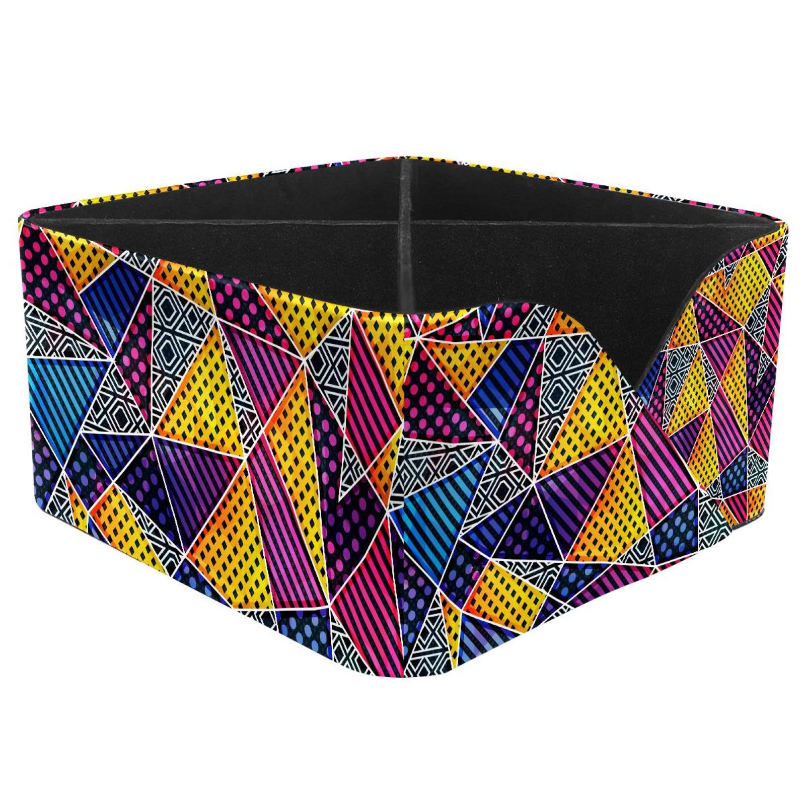 KengjuTesu Rainbow Triangle Colorful Pattern Desktop Organizer Pen Holder, Rectangular Pencil Cup for Office, Study and Makeup Stations