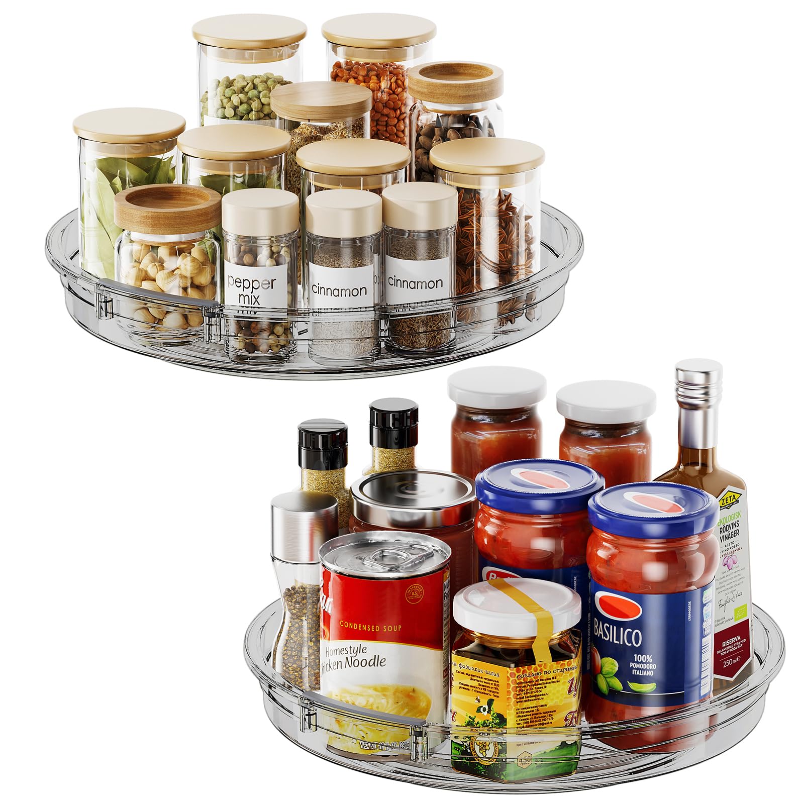 LAMU 2 Pack Lazy Susan Organizer 9.25 inch Lazy Susan Turntable for Cabinet, Rotating Spice Organization for Cabinet, Kitchen, Table Top, Countertop, Pantry Fridge Organizers and Storage, Gray