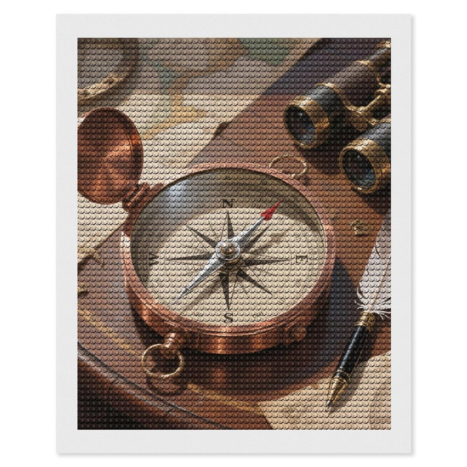 DWVTSLH Compass Diamond Painting Kits for Adults, Personalized Diamond Photo Art Full Drill, DIY 5D Diamond Art Painting Kits for Beginners, Home Wall Decor 16"x20"