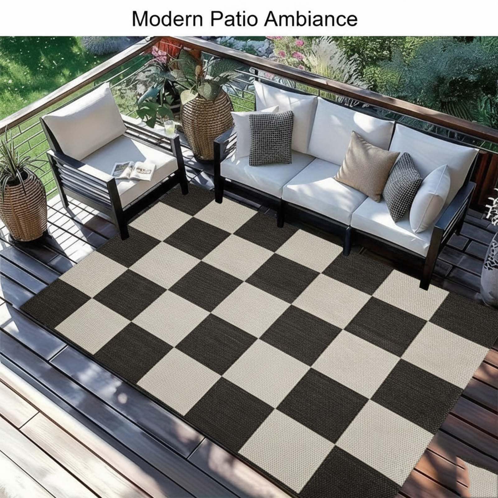 Tapis d'Extérieur, Grand Tapis en Velours Cristal avec sous-Couche Antidérapante, Moelleux et Léger, Tapis Facile à Nettoyer, pour Patio Jardin Terrasse Porche