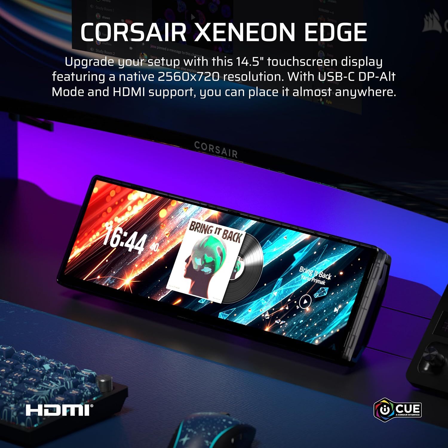 Corsair XENEON Edge 14.5" 2K Portable LCD HDMI USB C Touchscreen – Smoke