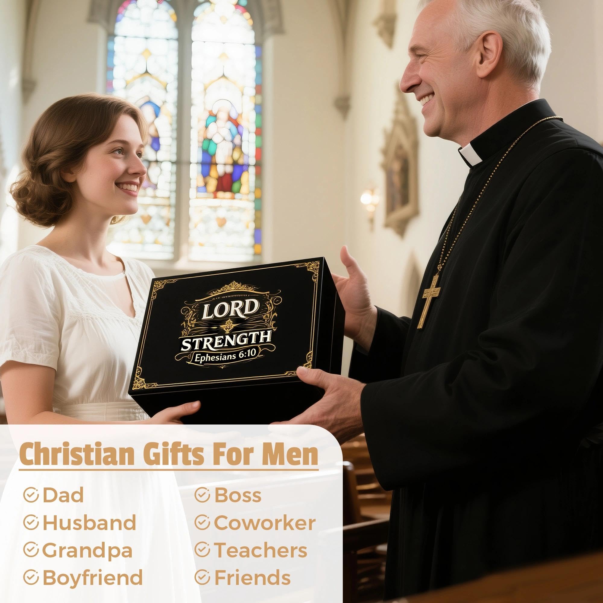 Christian Gifts for Men Faith Based Spiritual Stuff Religious Basket Catholic Present Baptism Gifts Pastor Appreciation Gift Set Christian Accessories for Men with Bible Verse Keychain Mug Socks