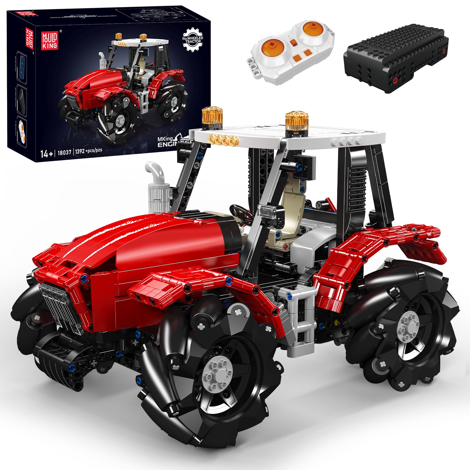 Mould King 18037 Technik Traktor Bauspielzeug, Ferngesteuertes All-Terrain Baufahrzeug Modellset, Bausteine Spielzeug Geschenk für Jugendliche ab 14 Jahren & Erwachsene (1392 Teile)