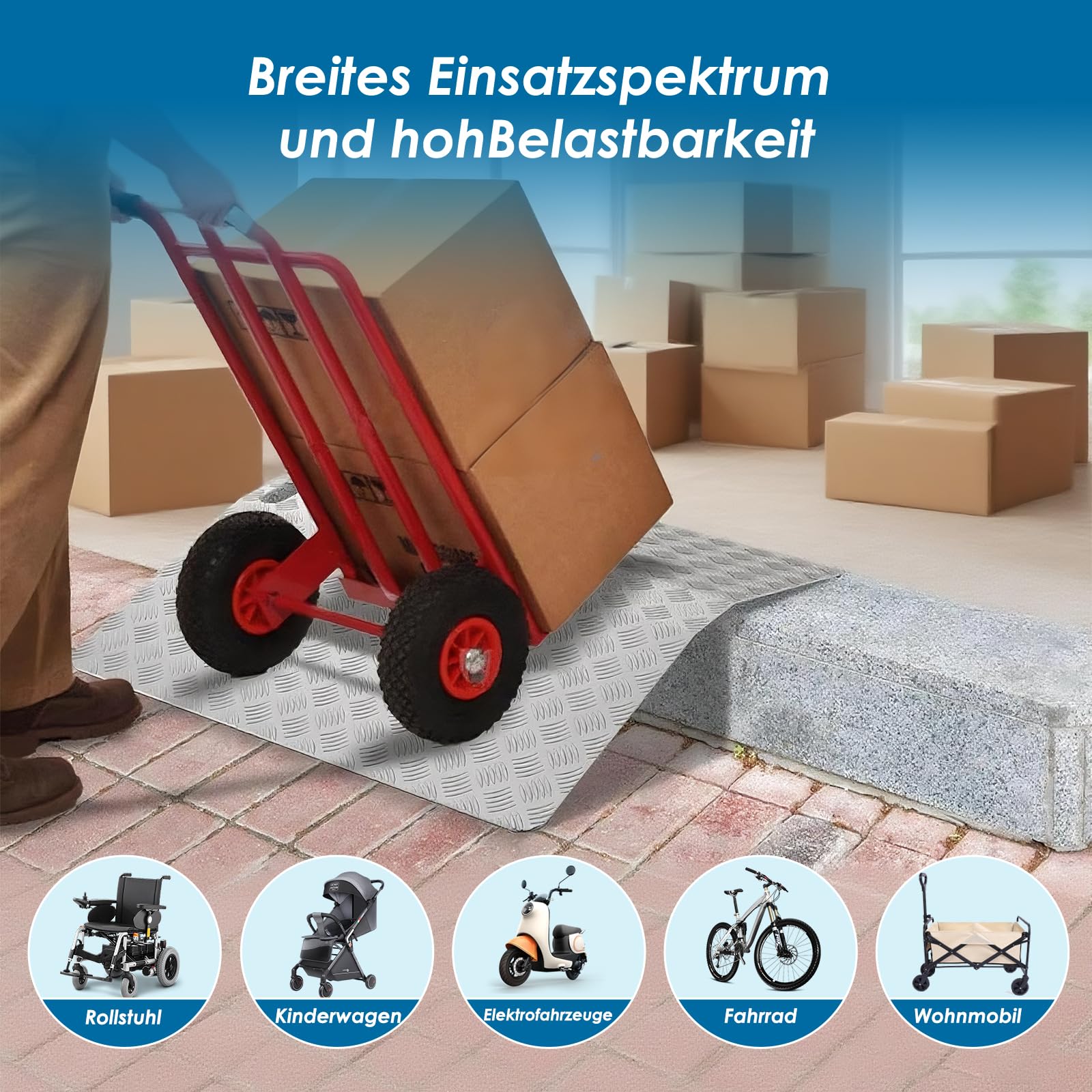 Rampa per soglia in alluminio, 60 cm, per sedia a rotelle, capacità di carico 270 kg, rampa per marciapiede antiscivolo, con maniglie per soglie, gradini, ingressi di casa