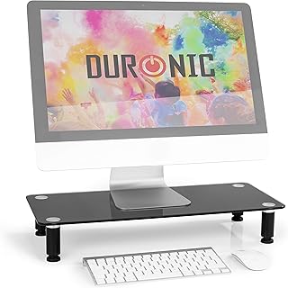 Duronic DM052-2 ssupporto Monitor scrivania Supporto da Tavolo Regolabile per Monitor Schermo Laptop in Vetro Nero Dimensioni 560 x 240mm