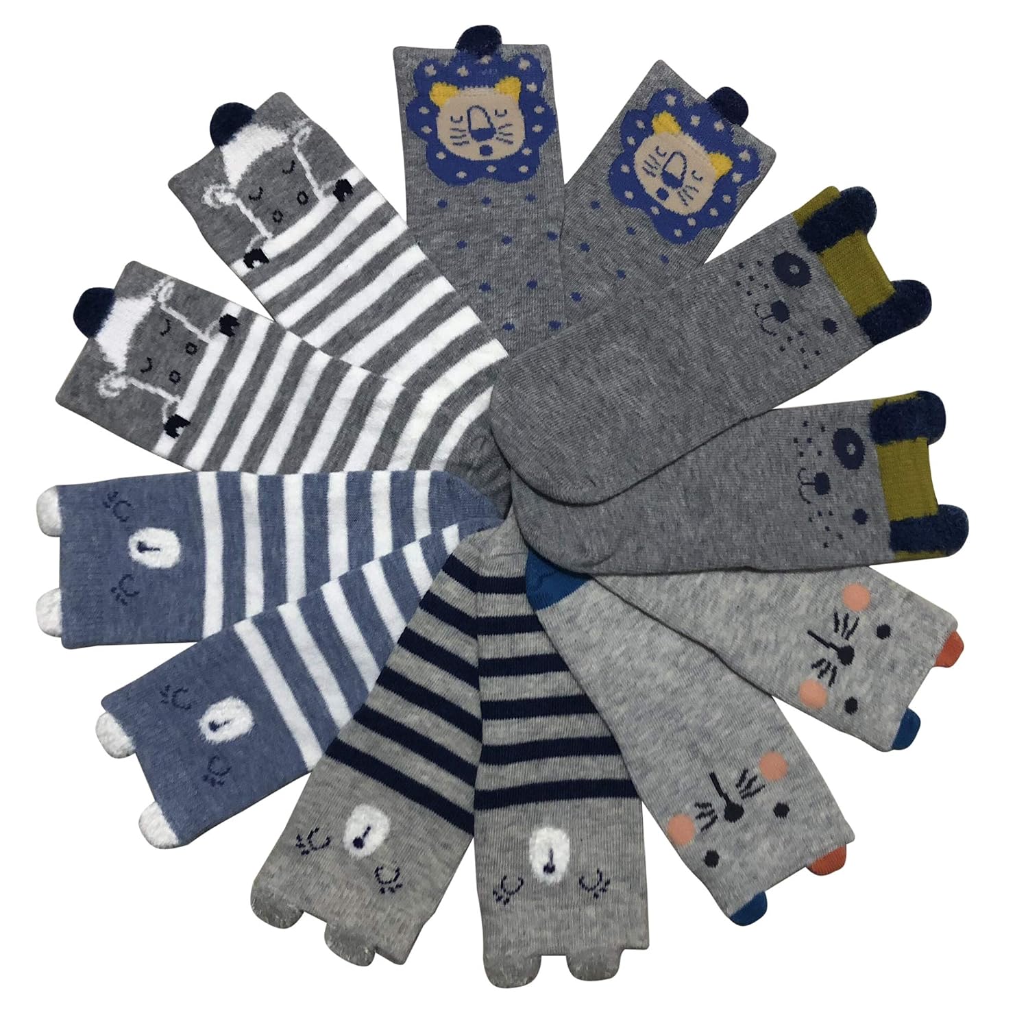 6 Pairs Toddler Non Skid Anti Slip Crew Socks With Grips For 1-3T Baby Boys Ankle Walker Cartoon Footsocks Sneakers Socks