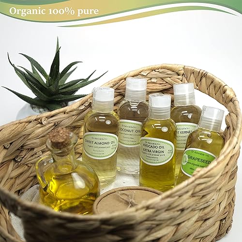 Miniatura 2 de Juego de 5 variedades de aceites orgánicos 100% puros naturales de primera calidad (coco fraccionado, aguacate virgen extra sin refinar, grano de