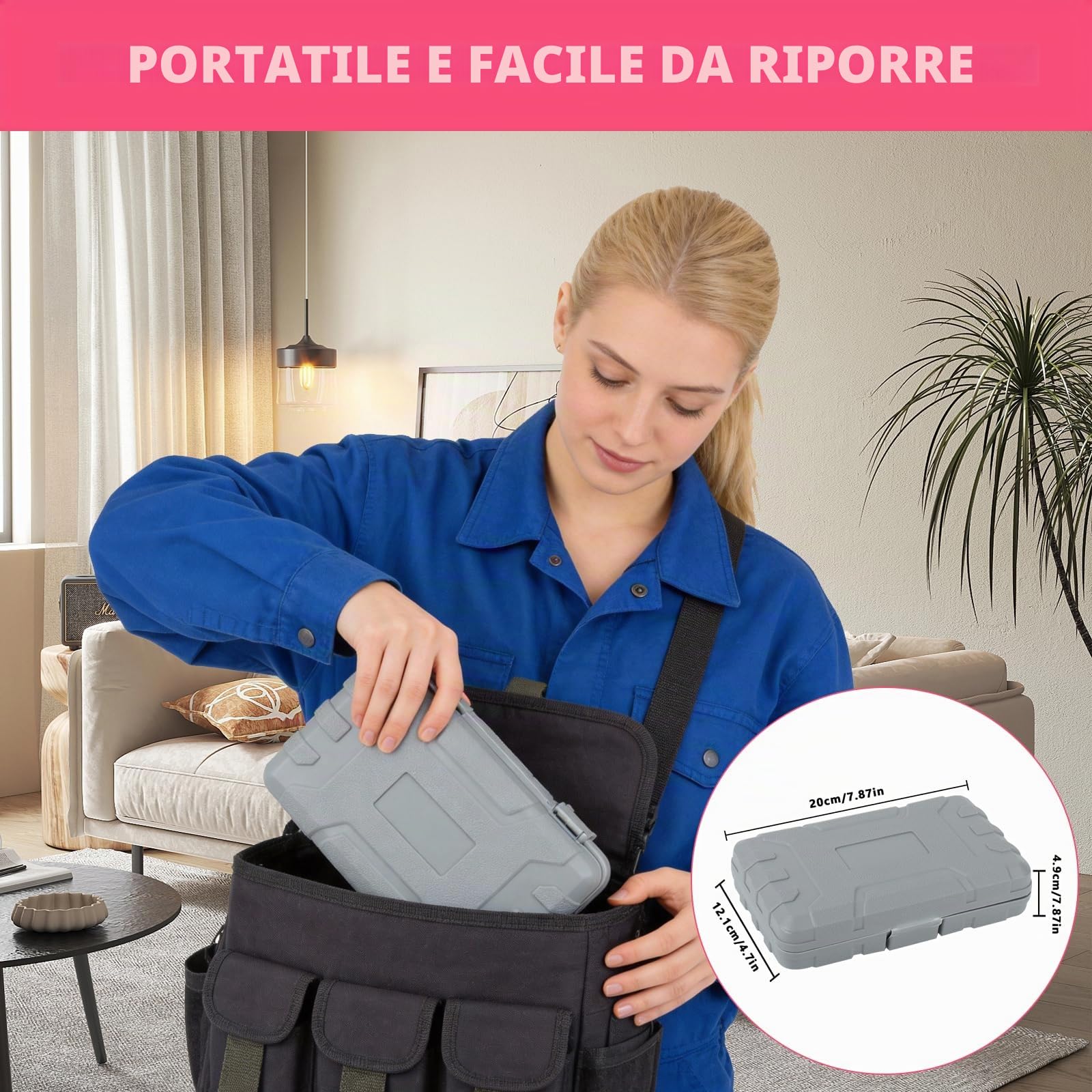 Cassetta Attrezzi Completa Rosa, Valigetta Attrezzi Completa | Valigia Porta Attrezzio, Cassette Porta Attrezzio, Regali Rosa per Donne Uomini, con martello, pinze, cacciaviti, punte, ecc