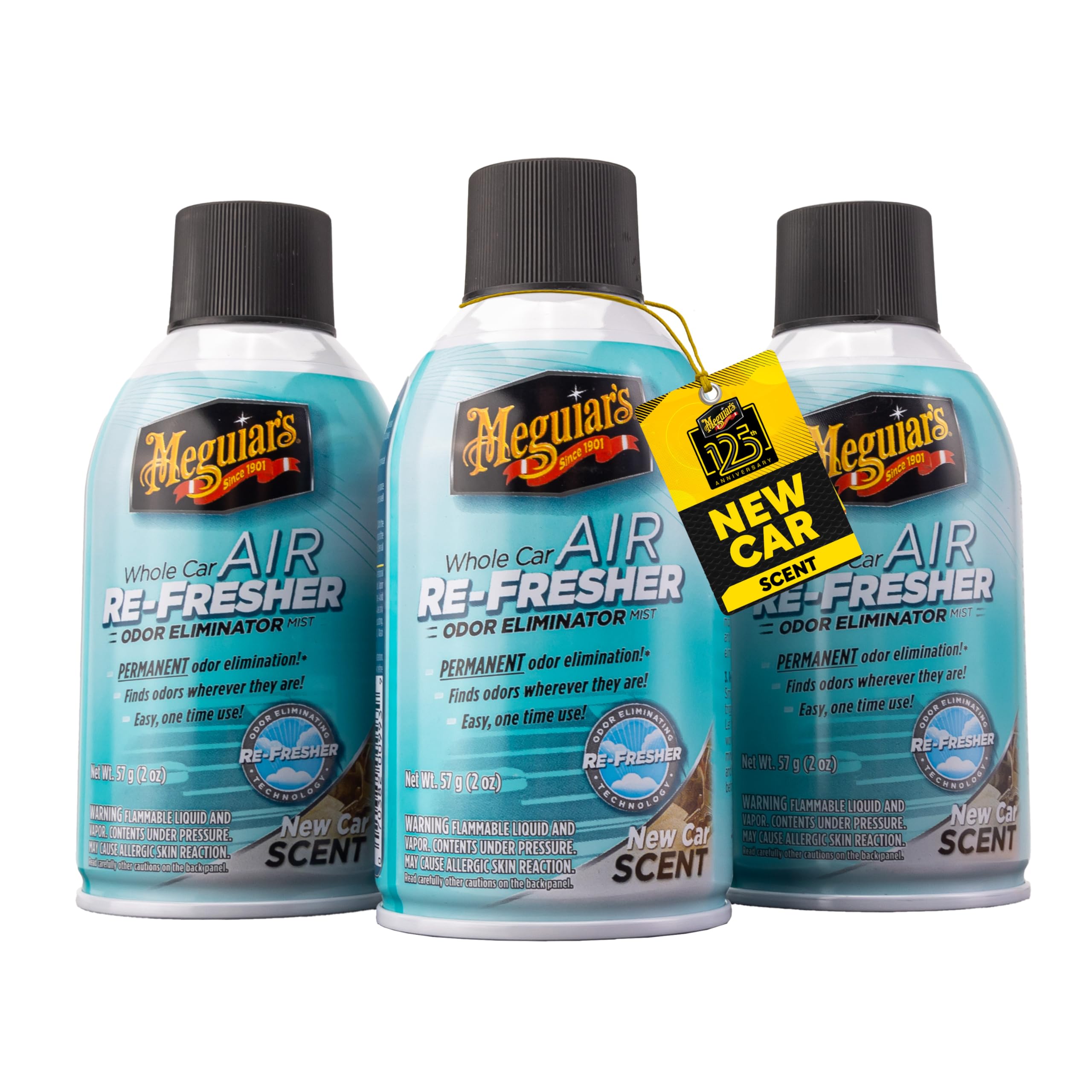 Meguiar's Whole Car Air Re-Fresher,Odor Fighting Mist, Fights Off Strong Vehicle Odors,Air Freshener, New Car Scent - Three 2 Oz Spray Bottles