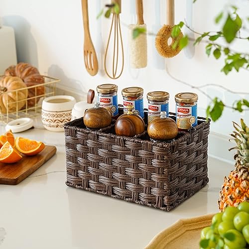 Miniatura 6 de GRANNY SAYS Organizador de utensilios de mimbre con asa, organizador de cubiertos para cocina, soporte para cubiertos, organizador de condimentos,