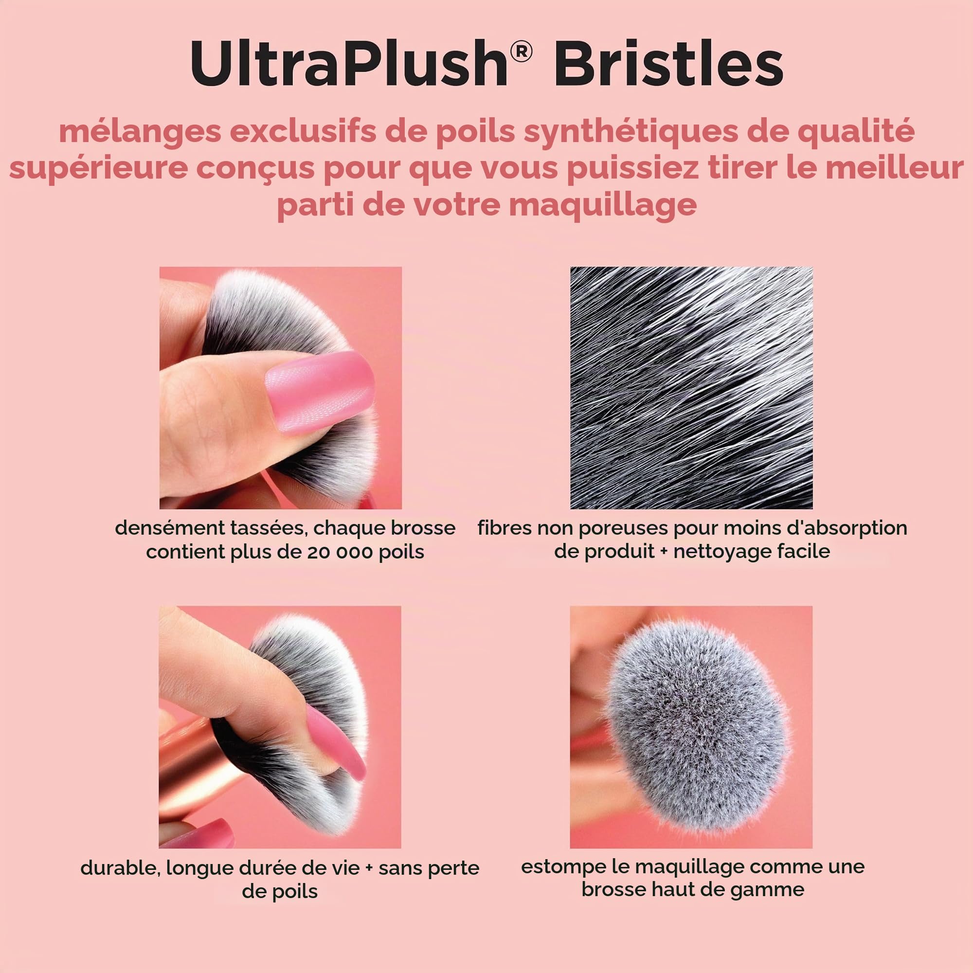Real Techniques Ensemble de pinceaux de maquillage Everyday Eye Essentials, pinceaux pour crayon, fard à paupières,non testés sur les animaux et végétaliens, ensemble de 8 pièces