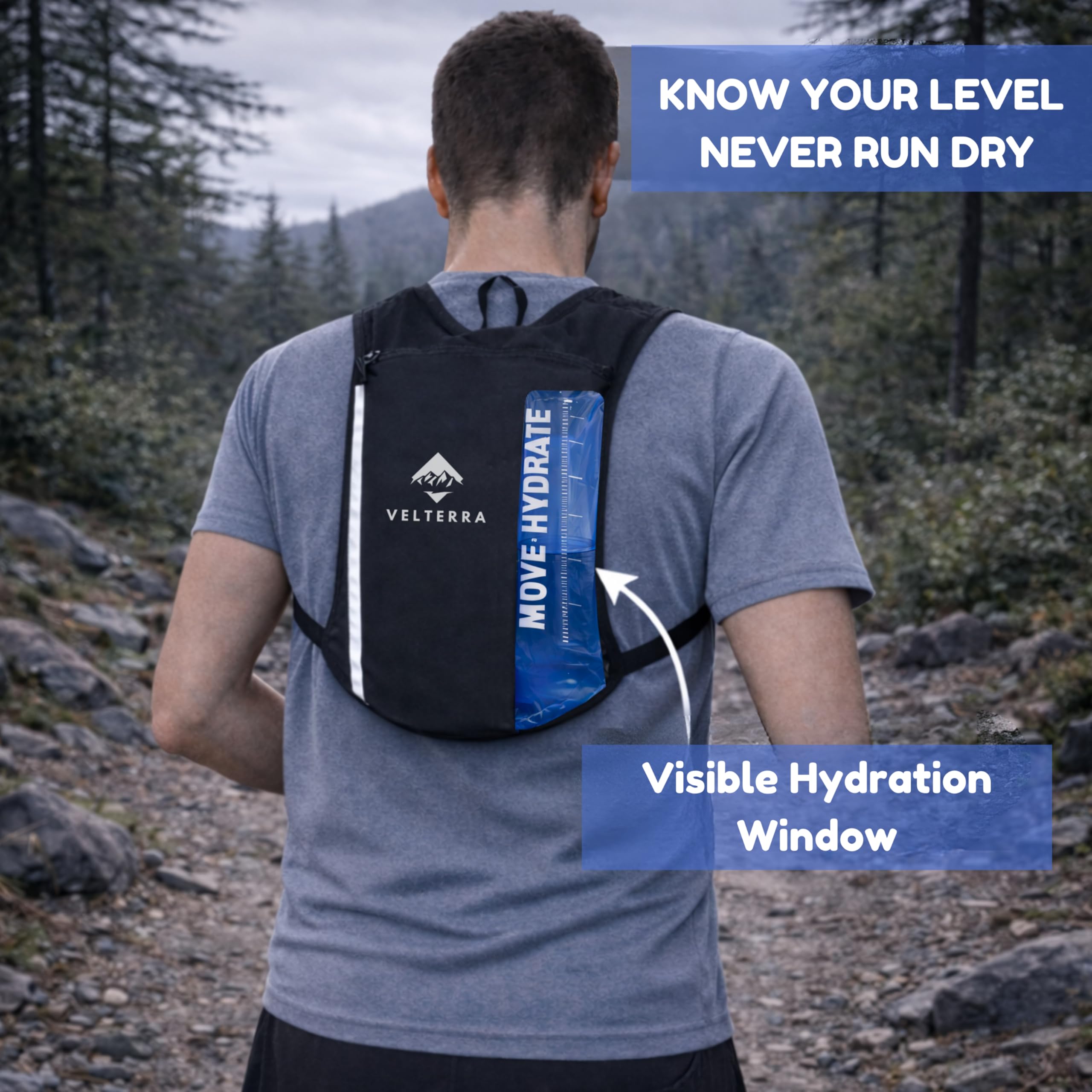 Running Vest with 1.5L Hydration Bladder – Lightweight Hydration Backpack for Men & Women – Visible Water Level Window – Reflective, Adjustable, Trail & Marathon Ready - 3